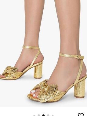 Metallic Gold Ankle-Strap Block Heel Sandals - Women